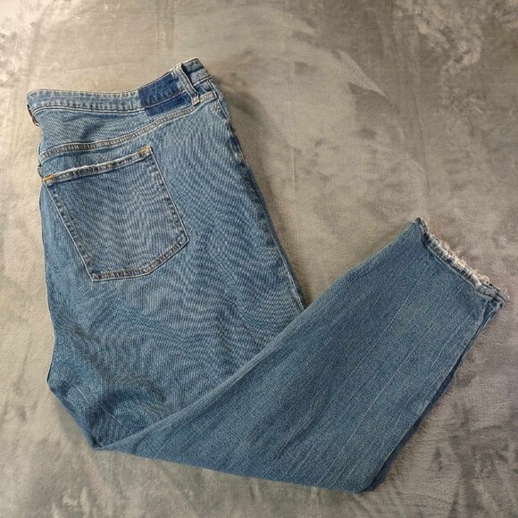 Abercrombie & Fitch The Skinny High Rise Curve Love jeans 37/24 blue ripped knee - Picture 6 of 11